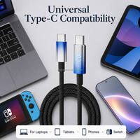 Kabel Pengisian Cepat Type-C ke Type-C 100W dengan Layar LED, E-Marker, Kabel Terjalin Universal untuk Laptop, Tablet, Smartphone