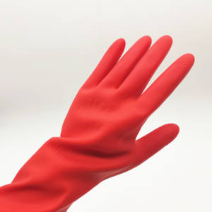 Gants de sécurité de ménage en caoutchouc rouge floqué souple de 38cm confortables pour le nettoyage polyvalent de la <span class=keywords><strong>vaisselle</strong></span> - Product Image 2
