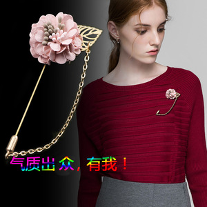 Broche de <span class=keywords><strong>flor</strong></span> hecho a mano para mujer, accesorio para traje, pin para suéter tejido, estilo coreano, broche de <span class=keywords><strong>pistilo</strong></span> <span class=keywords><strong>con</strong></span> borla, pin <span class=keywords><strong>largo</strong></span> de aleación, de fábrica - Product Image 1