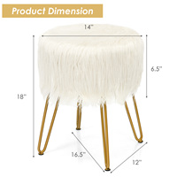 Chaise de coiffeuse en fausse fourrure, tabouret de maquillage, siège rembourré en fourrure, pouf rond