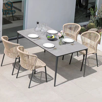 Chaises de salle à manger d'extérieur modernes empilables en rotin tressé avec structure en aluminium, écologiques, pour salon et jardin de villa