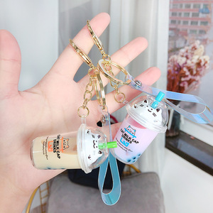 Niedlicher Milchtee-Schlüsselanhänger im Becher-Design mit Glitzer-Flüssigkeit und Boba für Kinder und Damen, Urlaubsgeschenk - Product Image 3