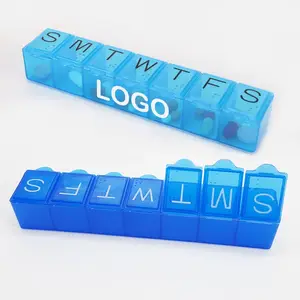 15cm Length Plastic 7 days Weekly Vitamins Pill Organizer with Custom Logo