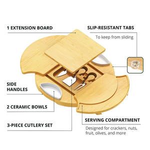 Tabua De Carne Bambu Servir Corte Maderia Para Churrasco Cortar Came Petiscos Planche à pizza en bois avec coupe-pizza - Product Image 2