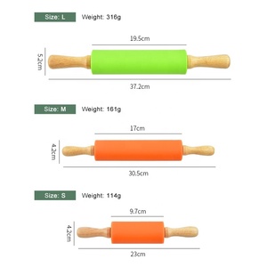 PUSELIFE Con Lăn Silicon Loại Thực Phẩm Không Dính 37Cm 30Cm 23Cm Với Cán Gỗ Dụng Cụ Con Lăn Bột - Product Image 6