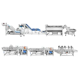 Automatic Rootstalk Fruit and Vegetable Production Line Washing Peeling Cutting Drying Machine