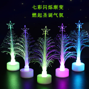Fiber Optic Christmas <b>Tree</b> Multicolored Led <b>Light</b> Desktop Decor Battery Operated Plastic Material - Product Image 4