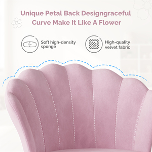 Chaise de coiffeuse pivotante moderne en velours avec dossier en forme de pétale, design ergonomique, hauteur réglable pour chambre, maison, hôtel, dressing - Product Image 4