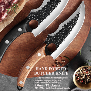 Cuchillo de matanza forjado para cortar carne, cuchillo inteligente de carnicero con bolsa de funda, cuchillo con mango de madera para Cocina - Product Image 2