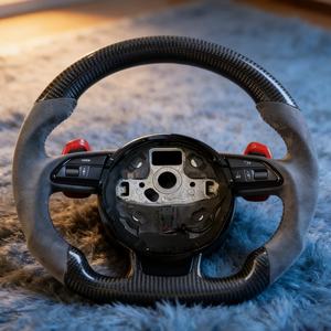 Volant de voiture en cuir perforé en fibre de carbone, modèle amélioré, pour Audi A1, A2, A5, A6, A8, Q3, R8, RS3, <span class=keywords><strong>RS6</strong></span>, S8, TT - Vente Flash - Product Image 3