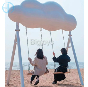 Manège balançoire nuage blanc de haute qualité en plastique pour 2 personnes, pour parcs d'attractions intérieurs/extérieurs, pour enfants, à vendre - Product Image 2