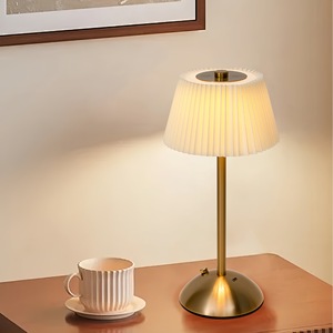 Lámpara de Mesa Portátil Recargable, Inalámbrica, Funciona con Baterí<span class=keywords><strong>a</strong></span>, Pantalla de Tela, LED Regulable, Luz Nocturna para Dormitorio, Sala de Estar, Oficina - Product Image 4