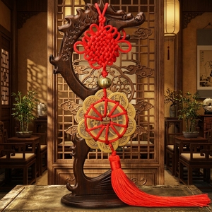 Breloque porte-bonheur Anciennes pièces <span class=keywords><strong>I</strong></span> <span class=keywords><strong>CHING</strong></span> Prospérité Fortune Décoration Maison Voiture Nœud Chinois Rouge Ensemble FENG SHUI - Product Image 1
