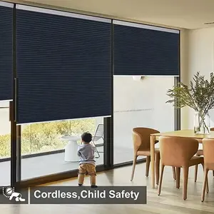 Inteligente automação segurança infantil preto sem fio motorizado favo cortinas para janela