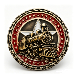Moneda de Locomotora de Vapor Antigua, Chapada en Oro, de Latón, Circular, con Grabado en Relieve, Artículo Coleccionable - Product Image 2