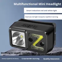 Lampe frontale LED rechargeable pour pêche plongée randonnée Cob capteur de mouvement 5 Modes de travail étanche interrupteur minier phare en plastique