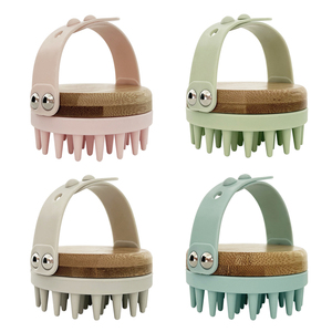 Brosse de <span class=keywords><strong>shampoing</strong></span> en silicone de bambou naturel personnalisée avec logo privé machine de massage machine à gratter anti-démangeaisons du cuir chevelu nettoyer les pellicules - Product Image 6