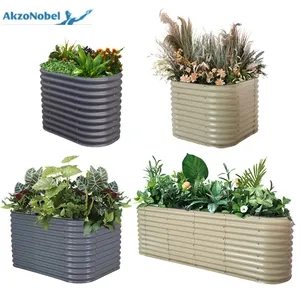 Grande Plantador Caixa Metal Levantado Jardim Cama Flower Pot Jardim Exterior Fornecedor