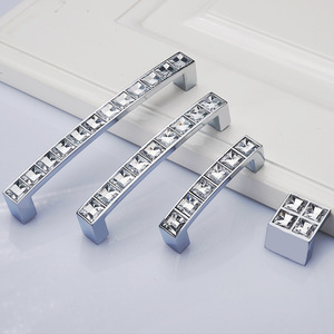 European Style Square Crystal Cabinet <b>Handle</b> Zinc Alloy Modern Wardrobe Drawer <b>Pull</b> Knob For Cabinet <b>Doors</b> - Product Image 3