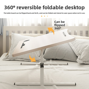 Mesa <span class=keywords><strong>para</strong></span> Portátil Giratoria 360°, Inclinable, <span class=keywords><strong>para</strong></span> Usar Sobre la Cama, con Protección Anticaídas, Soporte <span class=keywords><strong>para</strong></span> Tablet, Ranura <span class=keywords><strong>para</strong></span> Vasos, Patas de Soporte Metálicas Resistentes y Gruesas - Product Image 3