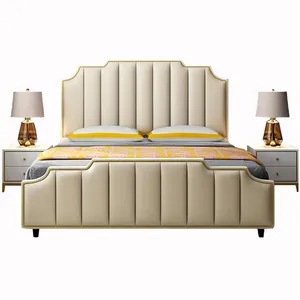 Deluxe 1,8 м двуспальная кровать, американский современный простой дизайн, мебель из массива дерева для спальни для дома или коммерческой квартиры