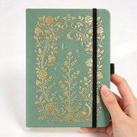 Carnet A5 à couverture rigide en cuir PU vert sauge, carnet de notes personnalisé à motifs floraux, cadeau
