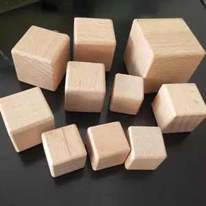 Bloques de construcción de madera de haya para niños, ladrillos para juguete de enseñanza de matemáticas, modelo DIY, rompecabezas cuadrado personalizable
