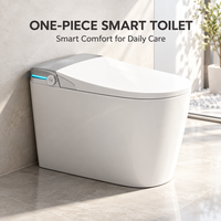 Toilette intelligente tout-en-un avec télécommande, capteur de pied pour le chasse d'eau, siège chauffant, eau chaude instantanée et sécheur d'air