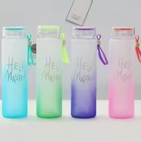 Ming Chuan para niños grande portátil 800ml tipo paja botella de agua lindo oso gradiente diseño verano plástico mano agarre