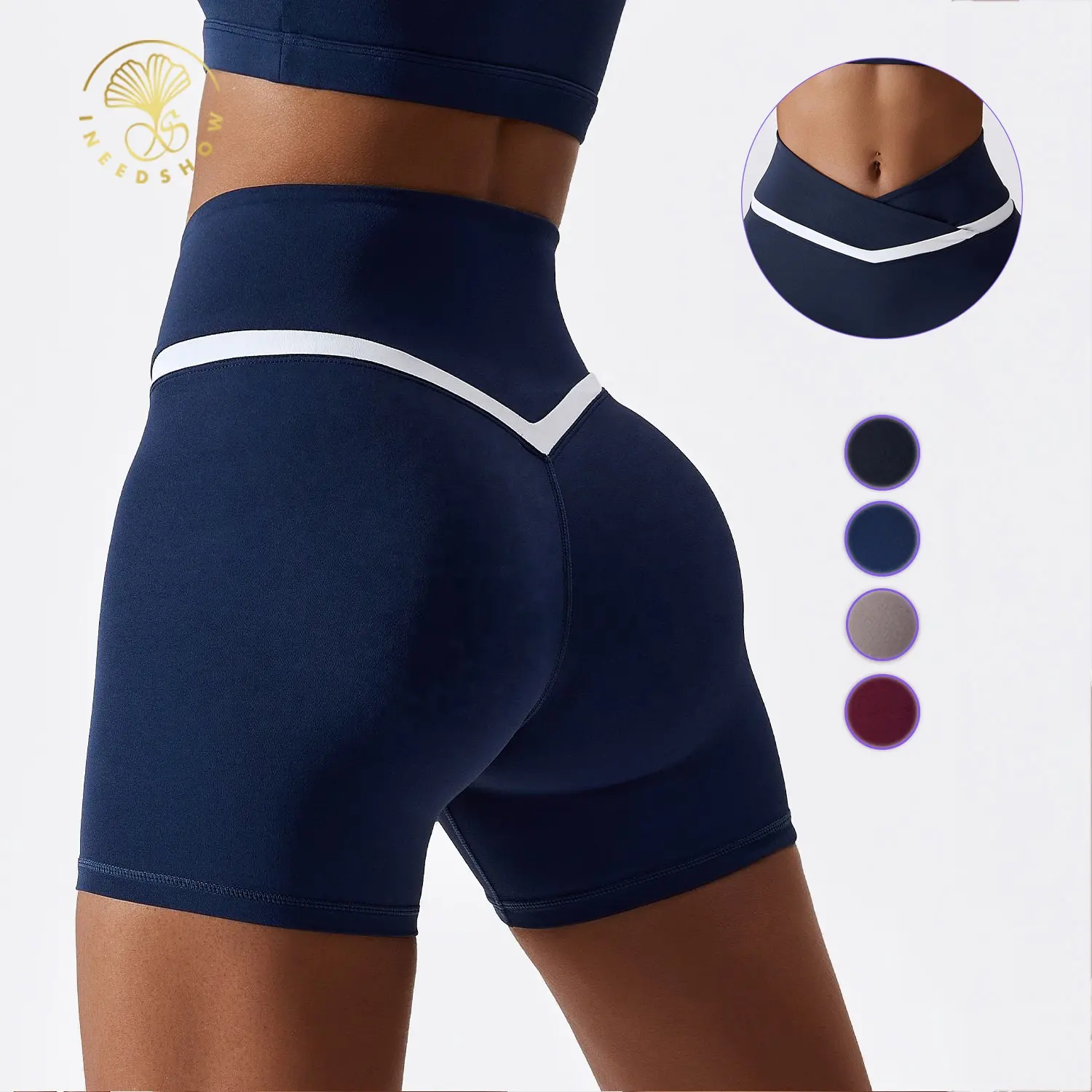 Custom High Waist Fitness Athletic Spandex Running Biker Workout Yoga Sport Clothes Gym Apparel Jogger Shorts For Women Sexy