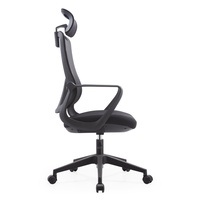 Chaise d'appoint en tissu de couleur noire Fauteuil pivotant à base inclinable doux avec chaise de bureau pour appuie-tête