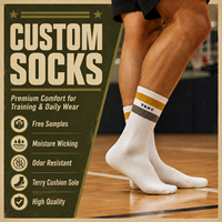 Chaussettes de sport mi-mollet rayées personnalisées avec texte de marque, respirantes, pour hommes, pour l'entraînement de basketball, avec logo personnalisé, chaussettes de sport montantes