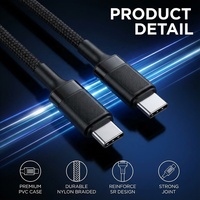 Kabel USB C ke USB C 1M PD 60W Grosir, Kabel Transfer Data 480Mbps Pengisian Cepat Berbahan Nilon untuk Ponsel Laptop