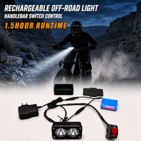 Lampe LED tout-terrain rechargeable Baja Light avec autonomie de 1,5 heure, batterie intégrée, étanche IP67, interrupteur sur guidon pour ATV, UTV, moto tout-terrain