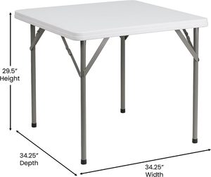 Moon, superventas, Mesa Cuadrada plegable moderna de 86cm, mesa de plástico, mesa de fácil transporte para banquetes al aire libre, usos de boda - Product Image 2