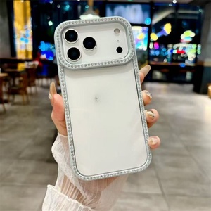 Transparent Crystal Rhinestone Encrusted Notch Bezel Phone Case for iPhone 17 air 16 15 13 12 Pro Max with <b>Candy</b> Colour Cover - Product Image 5