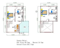 Plans de carport préfabriqué en bois à deux étages, très demandés, avec conception étanche pour salle de bain et cuisine