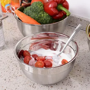 China Manufacturer New Design Polished Stainless Steel Soup Nuts Salad Fruits Bowl Mixing Bowl with Lid