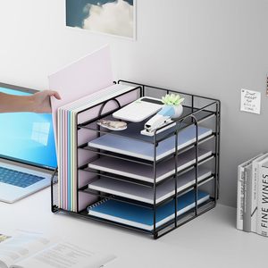 Office Organizer File <b>Rack</b> 5 Tier Desktop Storage <b>Shelf</b> Multi-functional Folder Holder Standing Type Rectangle - Product Image 1