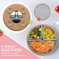 Ensemble d'alimentation pour bébé en acier inoxydable, assiette et bol à ventouse avec cuillère et fourchette, assiette divisée pour tout-petit, sans BPA, durable, facile à nettoyer