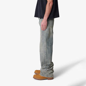 Jeans de Hombre de Peso Pesado, Diseño Personalizado, Fabricante Mayorista, Estilo Urbano, Vintage, Holgados, de Pierna Ancha, Lavados - Product Image 2