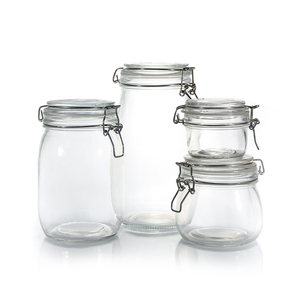Cocina 200ml-5L redondo cuadrado vidrio almacenamiento de alimentos tarro tapa hermética vidrio encurtidos <span class=keywords><strong>tarros</strong></span> con tapas de Clip - Product Image 3