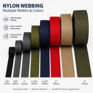 Sangles en nylon durables et résistantes à l'usure, personnalisables en plusieurs largeurs et couleurs : 12 mm, 20 mm, 25 mm, 32 mm, 38 mm, 50 mm, 65 mm, 75 mm, 100 mm - Product Image 1