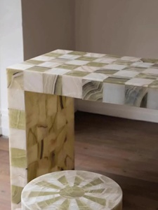 Tavolo Console a Scacchiera in Marmo Naturale per Ingresso, Soggiorno e Decorazione di Case e Ville - Product Image 3