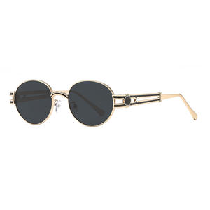 แว่นกันแดดทรงรีสไตล์เรโทรผู้หญิงกรอบโลหะป้องกันรังสียูวี 400 ประเภท 3 ที่บังแดดเลนส์ไล่ระดับสีชมพูสไตล์แฟชั่น - Product Image 2