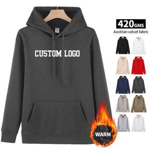 Sudadera con capucha polar extragrande ecológica de algodón 65% para hombre con estampado de diseño de logotipo bordado personalizado para ropa de invierno - Product Image 1