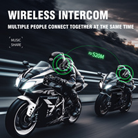 Casque de moto avec interphone C6, portée de 520 m, communication audio bidirectionnelle, radio FM pour la conduite à moto