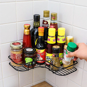 Étagère <span class=keywords><strong>d</strong></span>'<span class=keywords><strong>angle</strong></span> adhésive en fer forgé sans perçage, étagère murale creuse sans trace pour douche, salle de bain, rangement shampoing et savon - Product Image 6