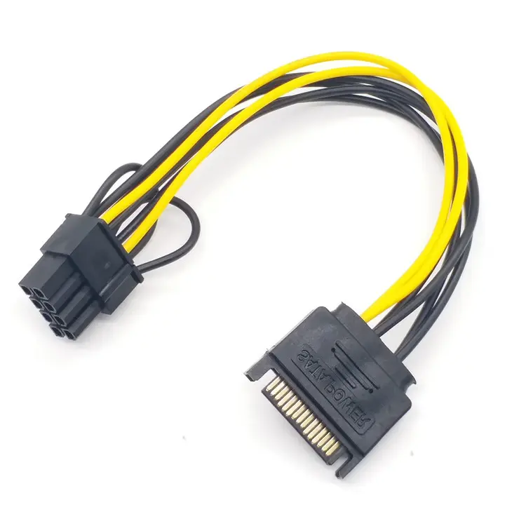 SATA 15 Pin Sata Male to PCI-E Express 6+2 Pin Male Video Adapter Connector 20cm 8 Pin Power Cable for CPU Video Card