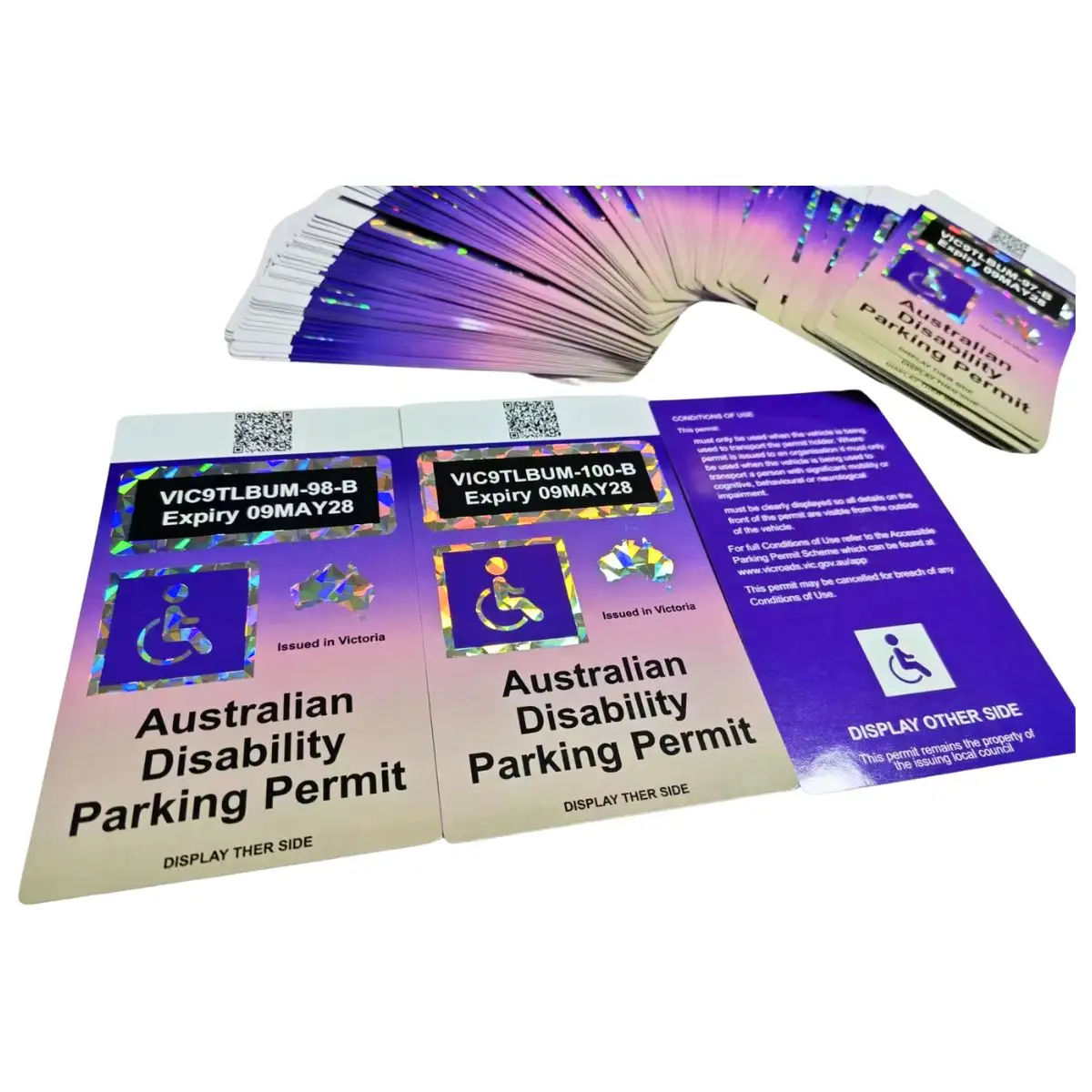 Kartu Izin dengan berbeda cetakan nomor seri, kartu izin parkir penyandang cacat